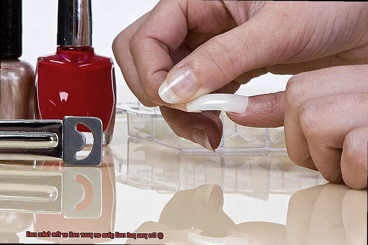 Do you put nail glue on your nail or the fake nail-5