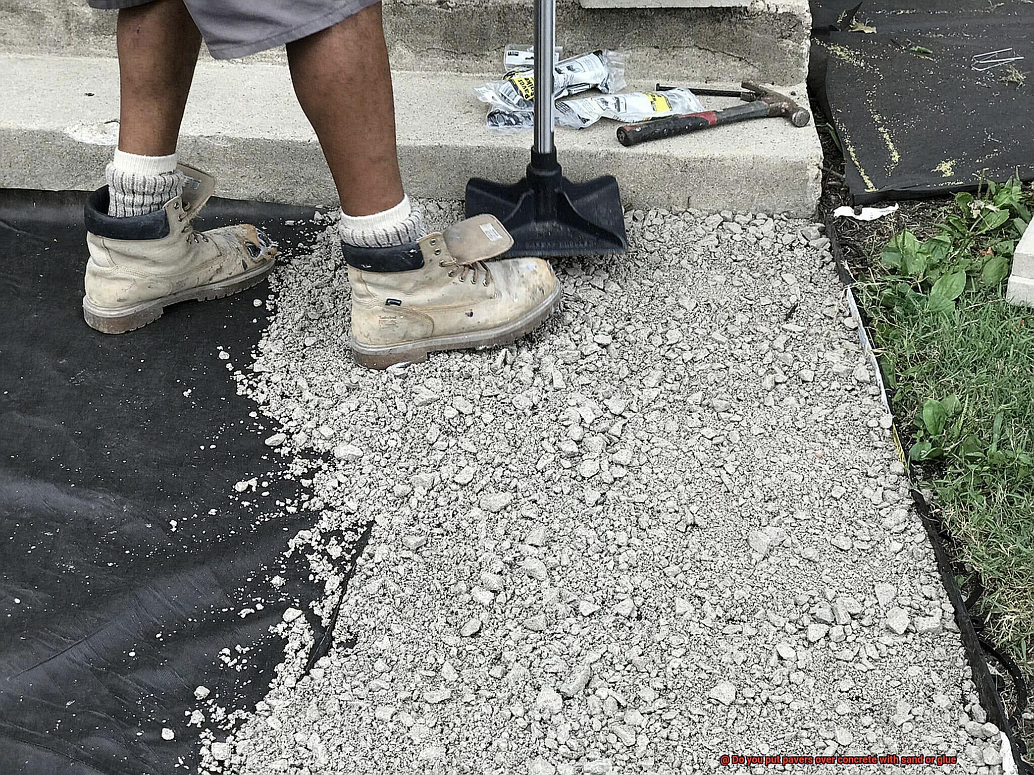 Do you put pavers over concrete with sand or glue-4