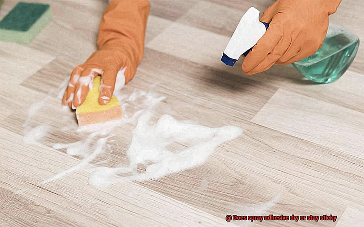 Does spray adhesive dry or stay sticky-3
